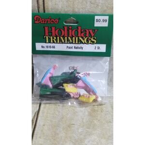 Vtg Darice Holiday Trimmings Colorful Nativity Set Dollhouse Miniatures 6 Pcs